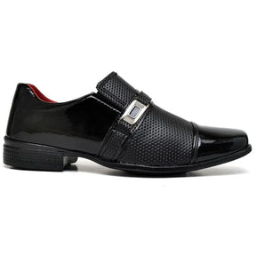 Sapato Social Masculino Preto Verniz de Fivela Elegante